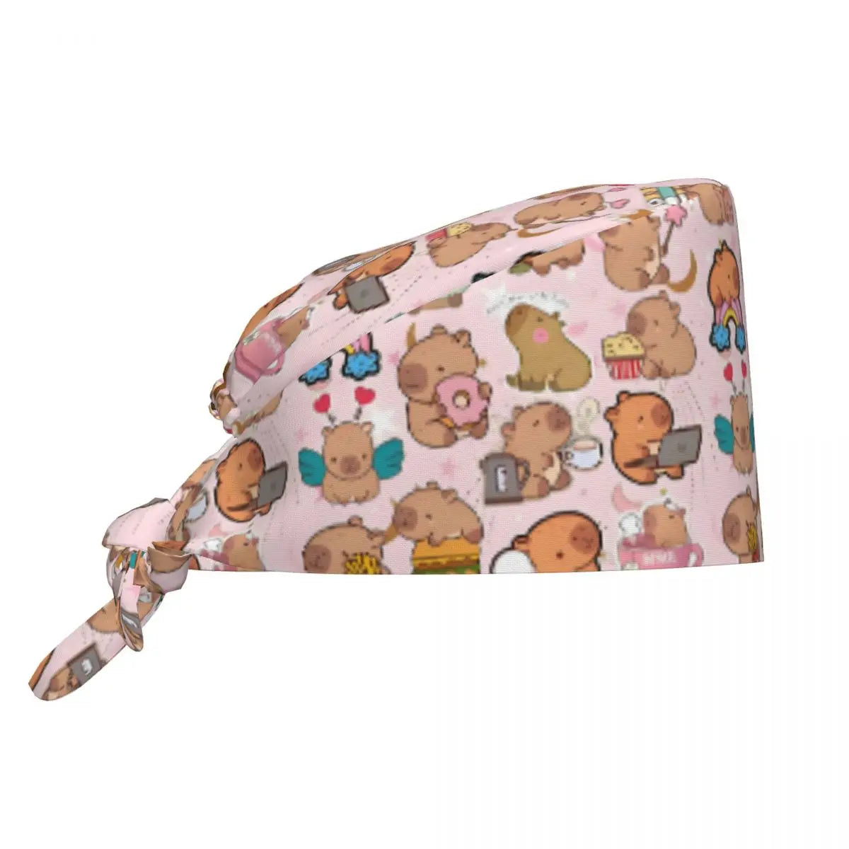 Custom Cartoon Capybara Medical Staff Scrubs Hat Women Men Comic Doctor Nursing Surgical Cap Scrub Caps