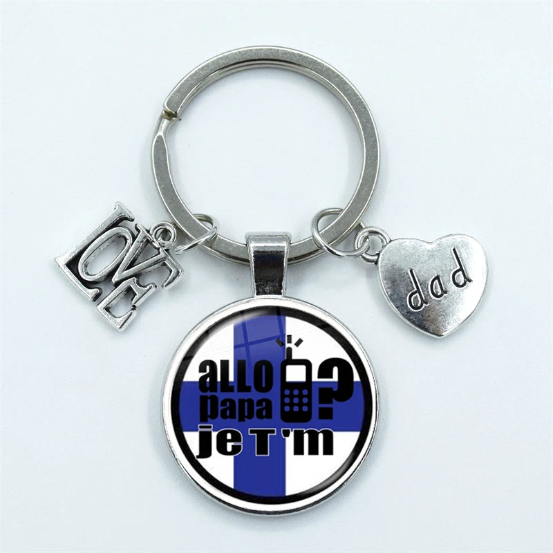 I Love Dad Keychain My Dad Is A Super Hero Pendant Glass Dome Cabochon Key Ring Father's Day Best Gift