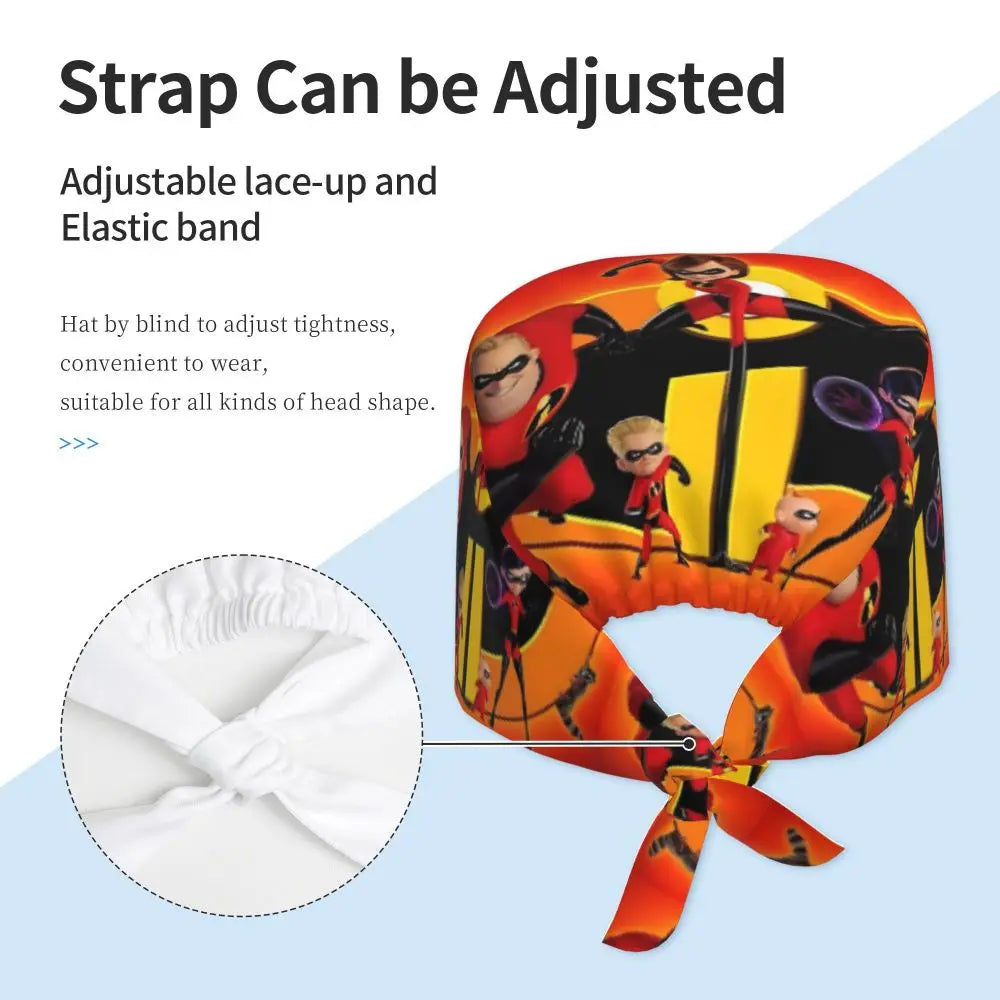 Custom The Incredibles Medical Staff Scrubs Hat Men Women Superhero Anime Doctor Nursing Surgical Cap Scrub Caps