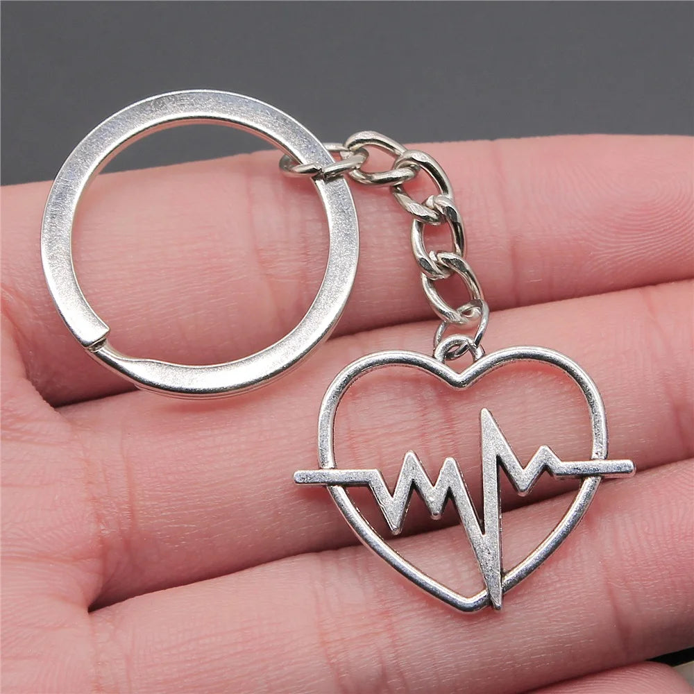 Nurse Doctor Needle Syringe Stethoscope EMT Caduceus Medical Symbol Brain Lungs Keychain Jewelry Medicine Graduate Gift