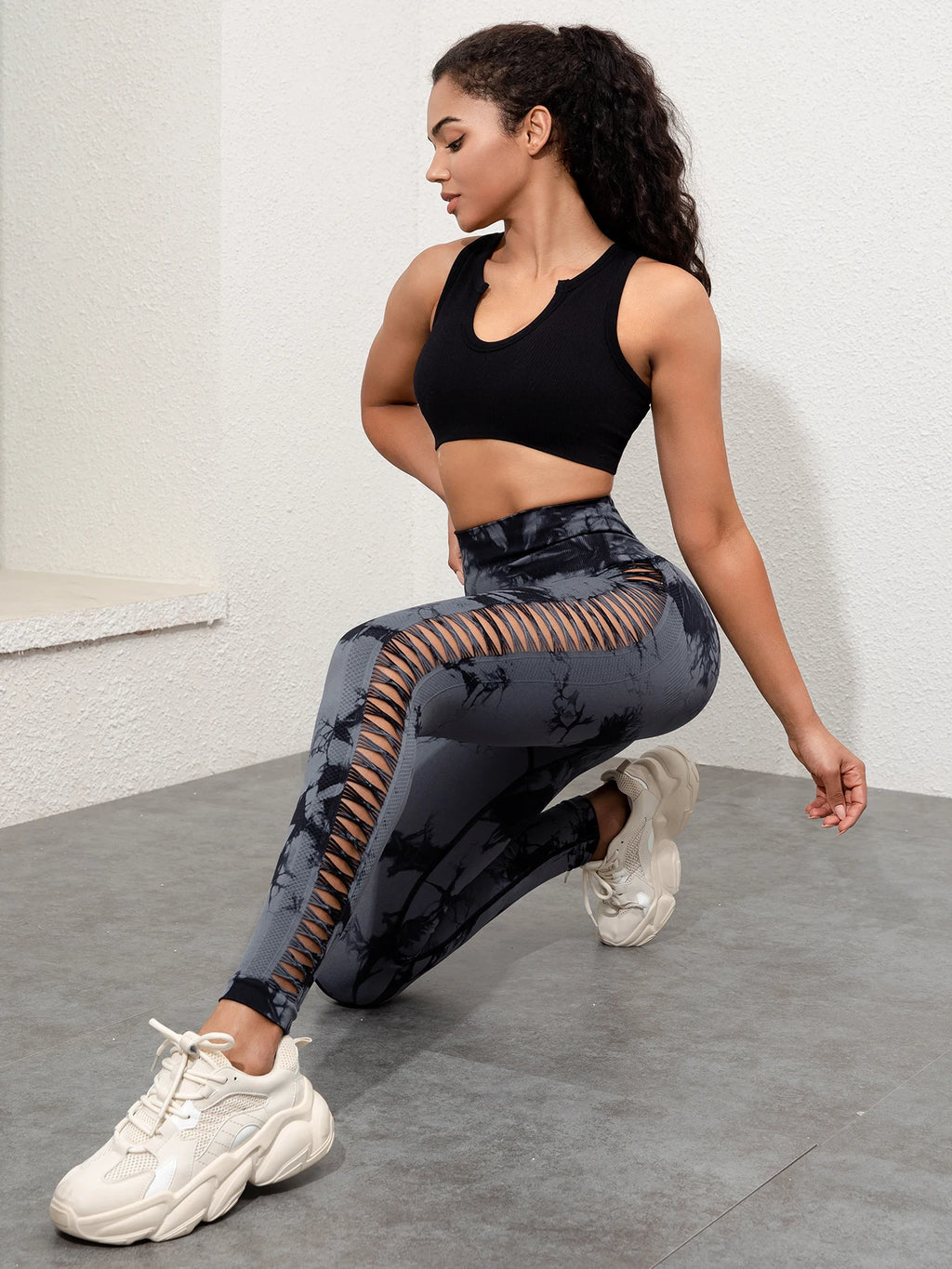 Butt Lifting Sexy Gym Leggings Women High Waist Seamless Tie Dye  Leggings Women Skinny Stretch Outdoors Hollow Out Pants