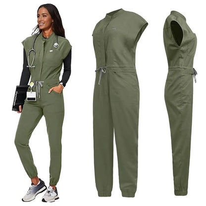 New Nurse Clothing Jumpsuits Medical Surgical Coverall Uniforms Beauty Salon SPA Clinic Pet Scrub Workwear High Quality Bodysuit