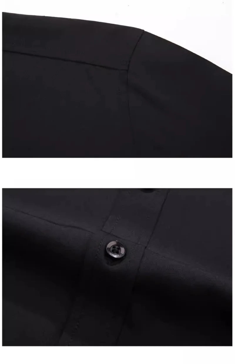 Spring and Autumn Large Size 15XL Men's Long-sleeved Shirt High Elastic Solid Color Shirt 12XL 11XL 10XL 9XL 8XL 7XL 200kg