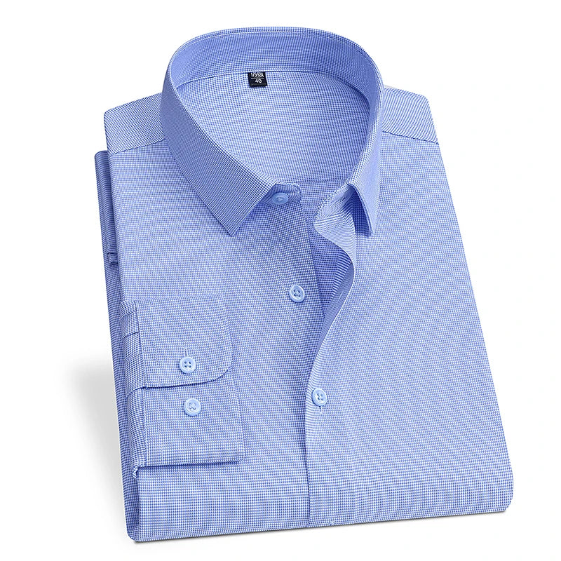 Spring and Autumn New Men's Long-sleeved, Iron-free, Three-proof, Pocket-free Business Attire, White Shirt, Men's Formal Wear