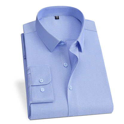 Spring and Autumn New Men's Long-sleeved, Iron-free, Three-proof, Pocket-free Business Attire, White Shirt, Men's Formal Wear