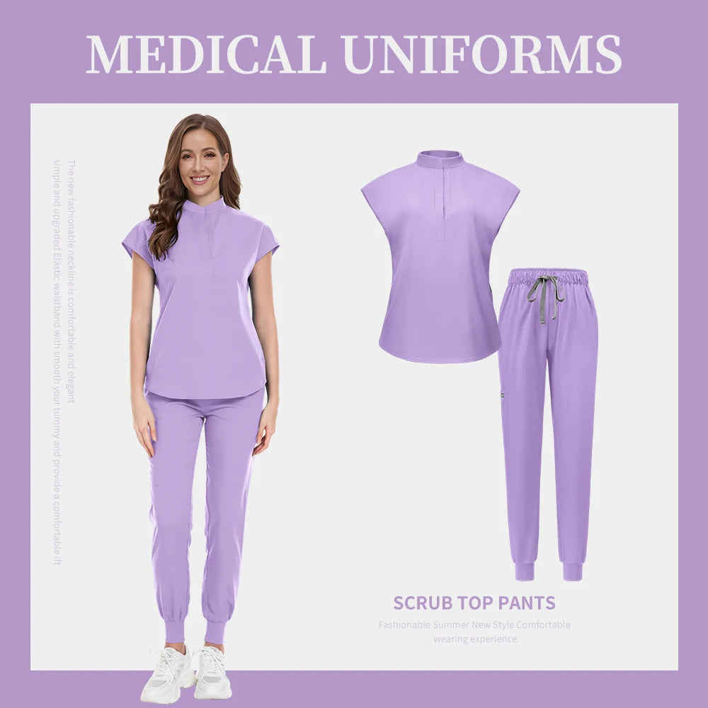 Fashion Scrub Uniforms Sets Beauty Salon Uniform Pet Dental Clinic Doctor Nurse Suits Nursing Scrubs Top Hospital Uniforms Women