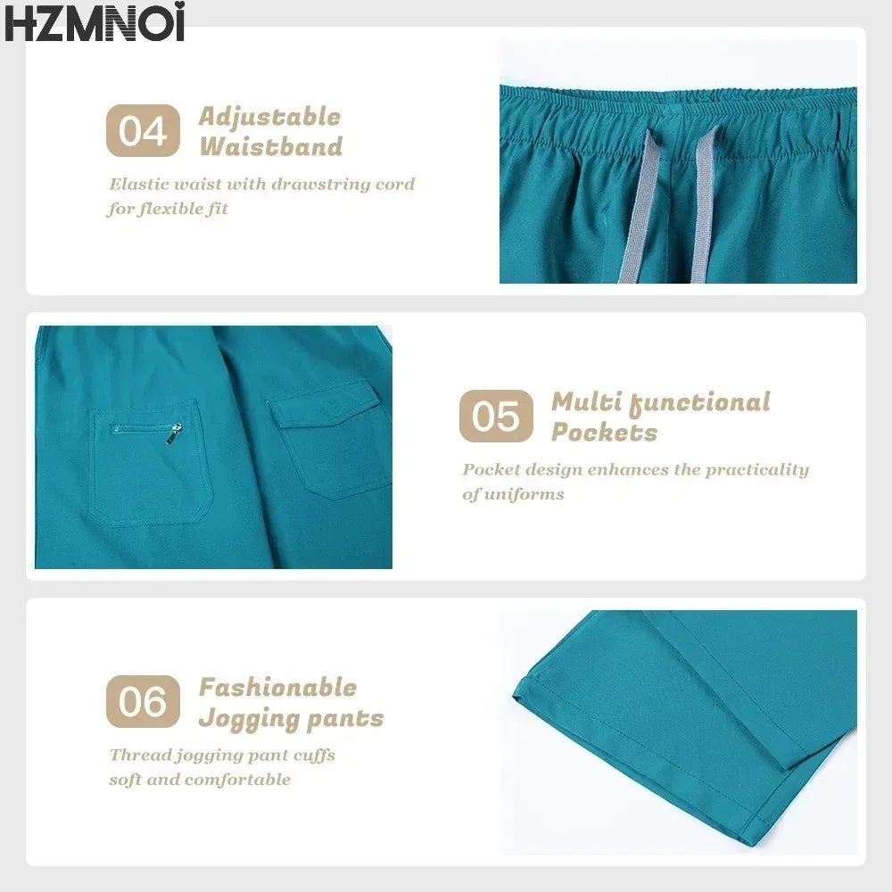 Pants Sets Short Sleeved Top Scrub Solid Color Surgical Gowns Medical Accessories Manicurist Beautician Nursing Scrub Sets Women