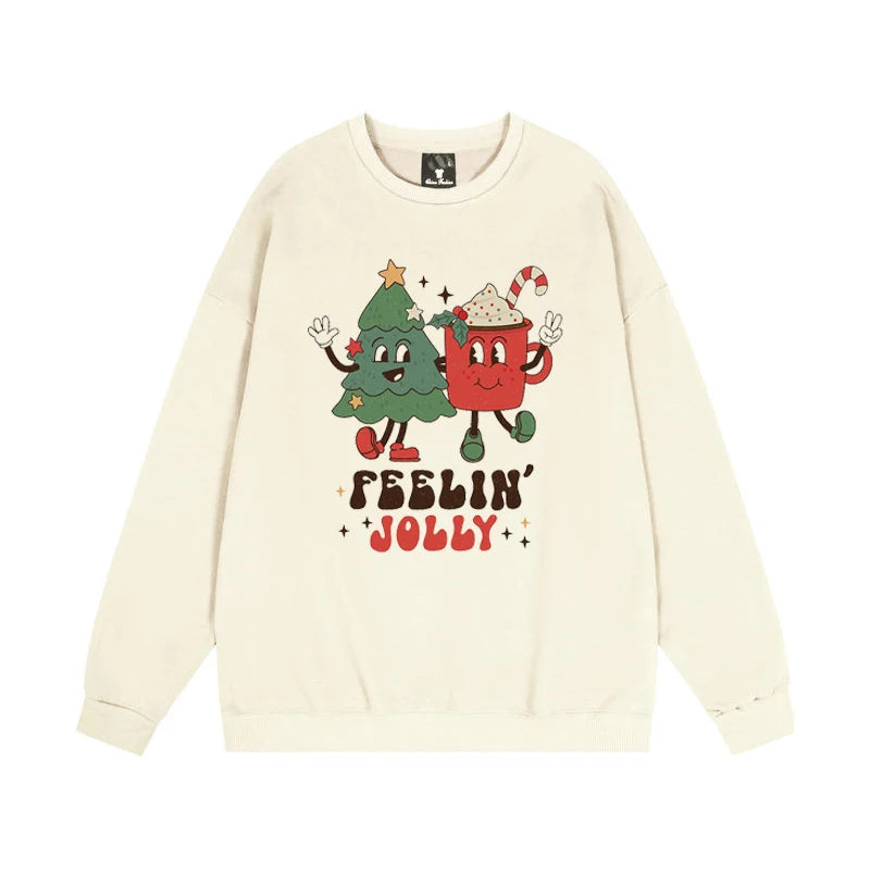 Cute Cartoon Christmas Sweatshirt Autumn Winter Women Merry Christmas Graphic Tops Long Sleeve Funny Xmas Holiday Pullover Gift