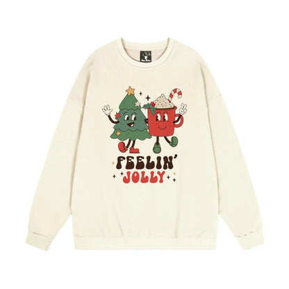 Cute Cartoon Christmas Sweatshirt Autumn Winter Women Merry Christmas Graphic Tops Long Sleeve Funny Xmas Holiday Pullover Gift