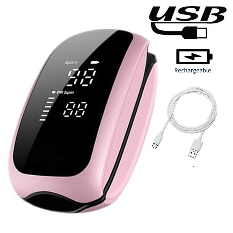 Medcial Portable Fingertip Pulse Oximeter Monitor Blood Oxygen Saturation Meter Pulse Oximeter Home Oximeter USB Rechargeale
