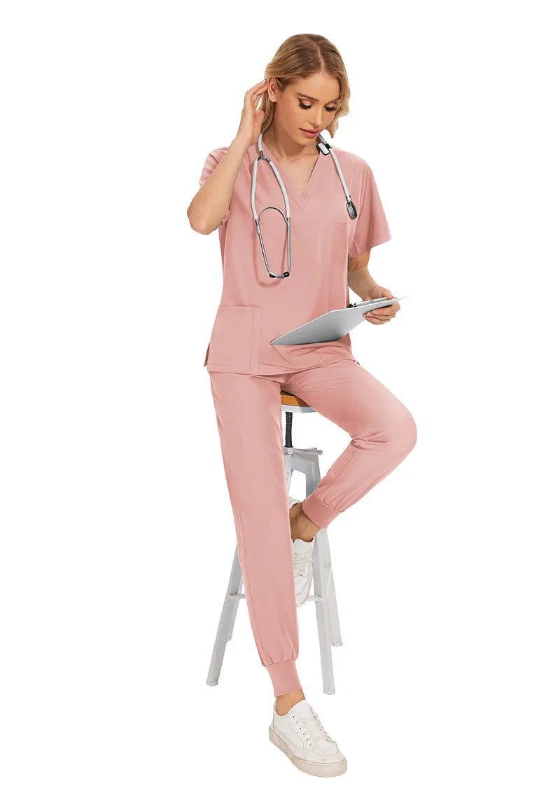 Slim Fit Medical Scrubs Uniform Women Scrub Sets Nursing Accessories Hospital Surgery Gowns Dental Clinic Beauty Salon Workwear