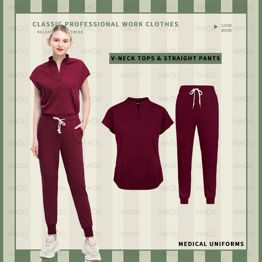 Fashion Clinical Surgical Uniforms Medical Scrubs Uniforms Sets Women Hospital Working Clothes Nurse Accessories Dental Workwear