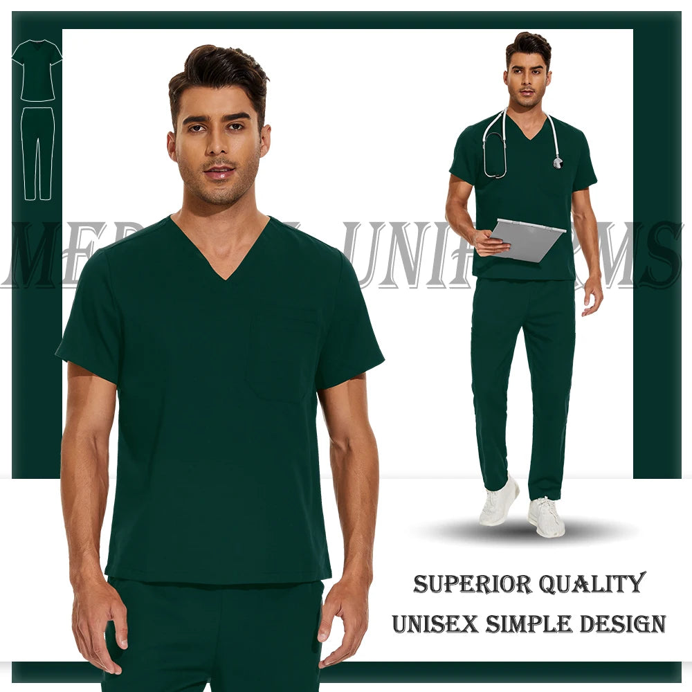 Nursing Scrubs Set High-quality Anti-Wrinkle Thick Medical Surgical Uniforms Hospital Tops Pants Doctor Nurse Uniforms Men Women