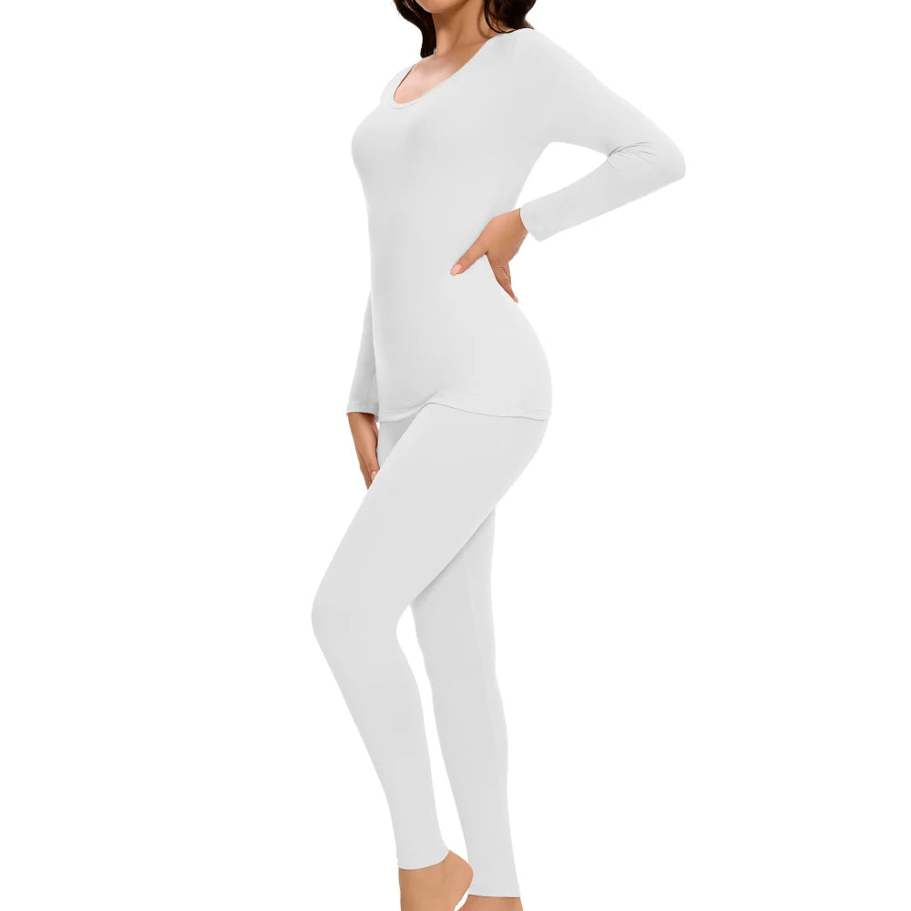 Plus Size Winter Thermal Underwear Suits Women's Long-Sleeved Tops Pants 2PCS Soft Comfortable Ladies Layer Clothing 6 Color
