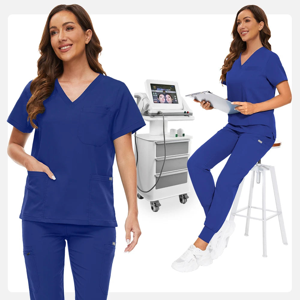 Hospital Scrub Sets Uniform Women Jogger Suit Nurse Accessories Medical Surgical Scrub Sets Pharmacy Healthcare Work Wear Unisex