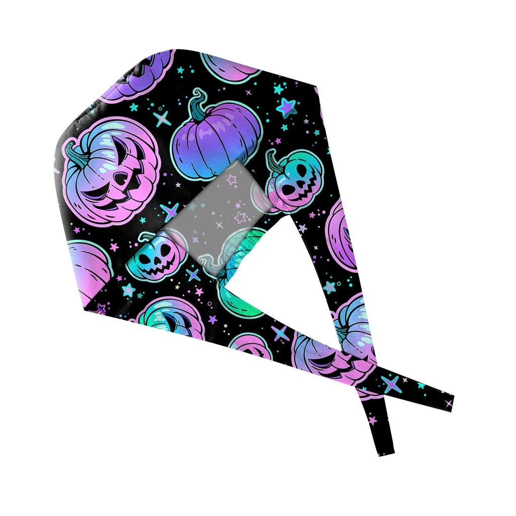 Halloween Cartoon Printing Scrubs Caps Hat Women Nurse Cap Pet Clinic Work Hat Scrub Hats Festive Accessories Nurse Hat