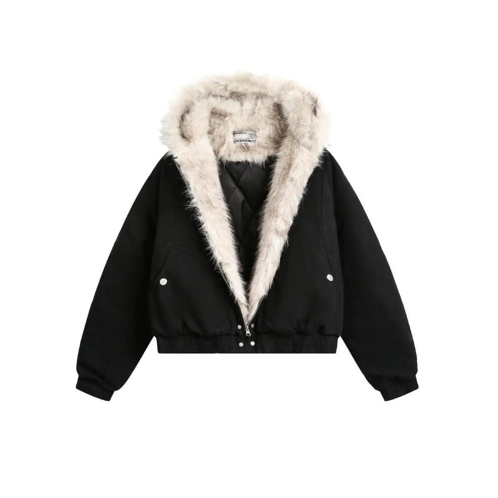 Winter Warm Jacket New High Street Fur Collar Hooded Women's American High-end Sense Versatile Korean Version Coat Trend