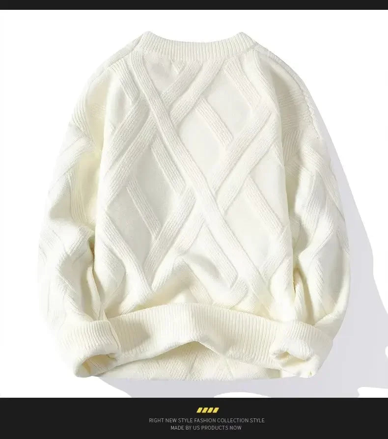 Autumn Winter Men's Sweater Casual Loose-fit Red Knitted Pullover Round Neck Base Layer Thickened Trendy Top For Men