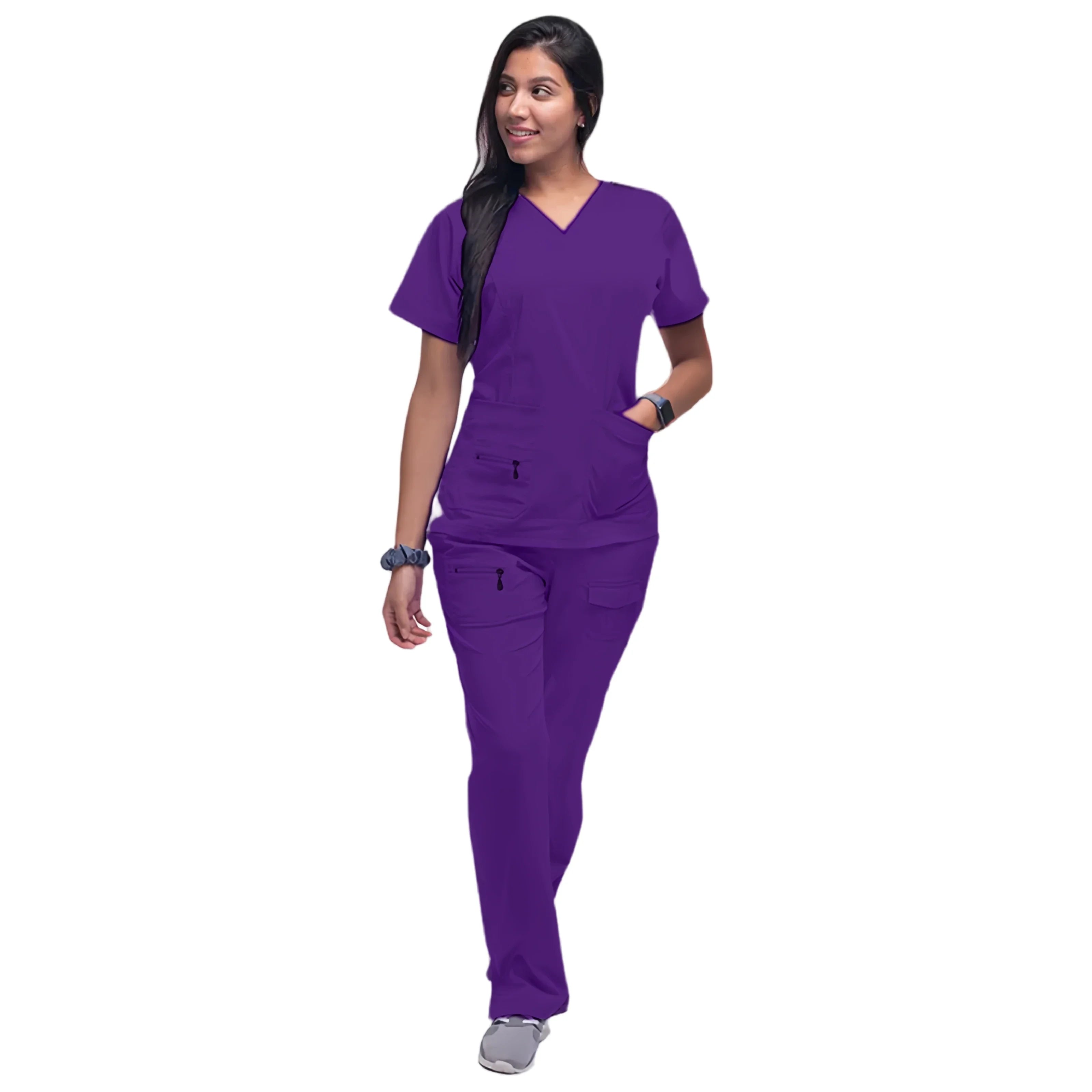 Latest Scrubs Uniforms Sets Nurse Surgical Uniforms Doctor Blouse Woman Hospital Scrubs Set with Pocket Dentist Clinical Tshirt