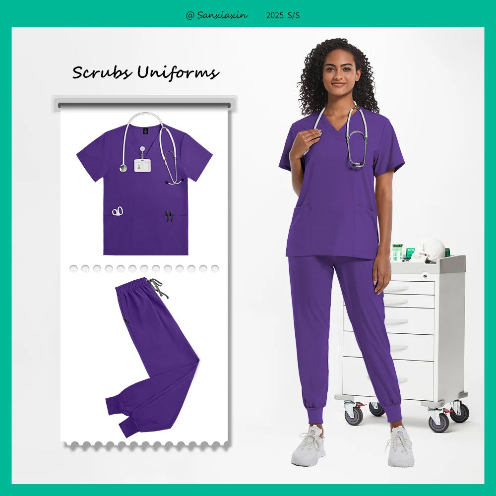 Hospital Scrubs Sets Doctor Nursing Uniform Suit for Male Female Dental Clinic Supplies Nurse Uniforms Women Medical Accessories