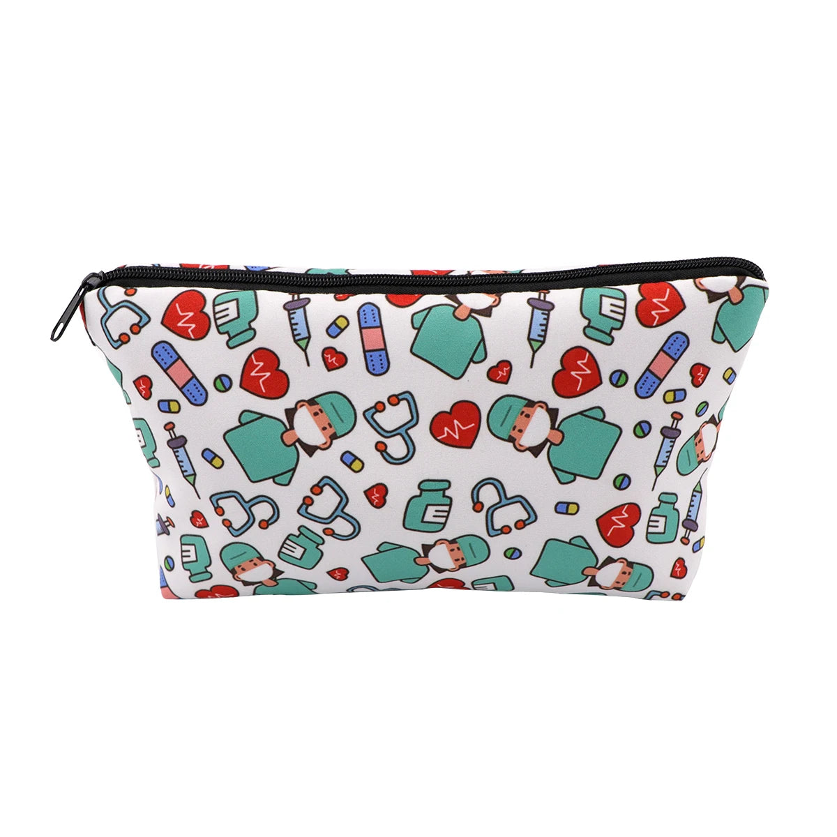 Nurse Pink Ribbon Life Cosmetic Bag Gift for Women Make Up Bag Travel Cosmetic Organizer Toiletry Bag Pencil Case