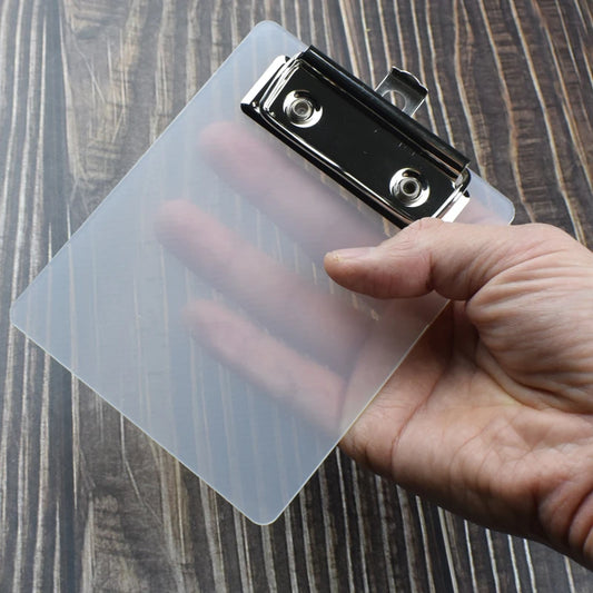 1pc Mini Transparent Clipboard Small File Folder Organizer Writing Pad Paper Holder Clip Board Stationery Office School Supplies