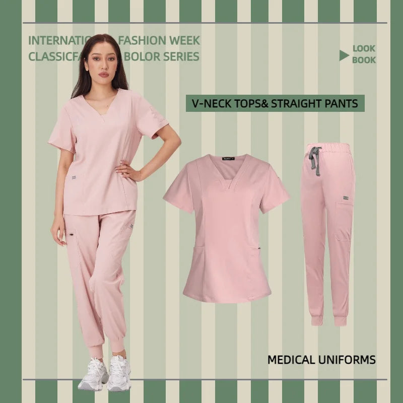 Surgical Uniforms Woman Scrub Set Medical Nurse Beauty Salon Workwear Clinical Scrubs Top Pants Spa Doctor Nursing Clinical Suit