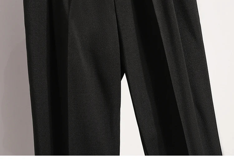 Plus Size Pants For Women Spring Summer 2025 New Korean Fashion High Waist Suit Pants Women Gray Or Black Casual Trousers Female