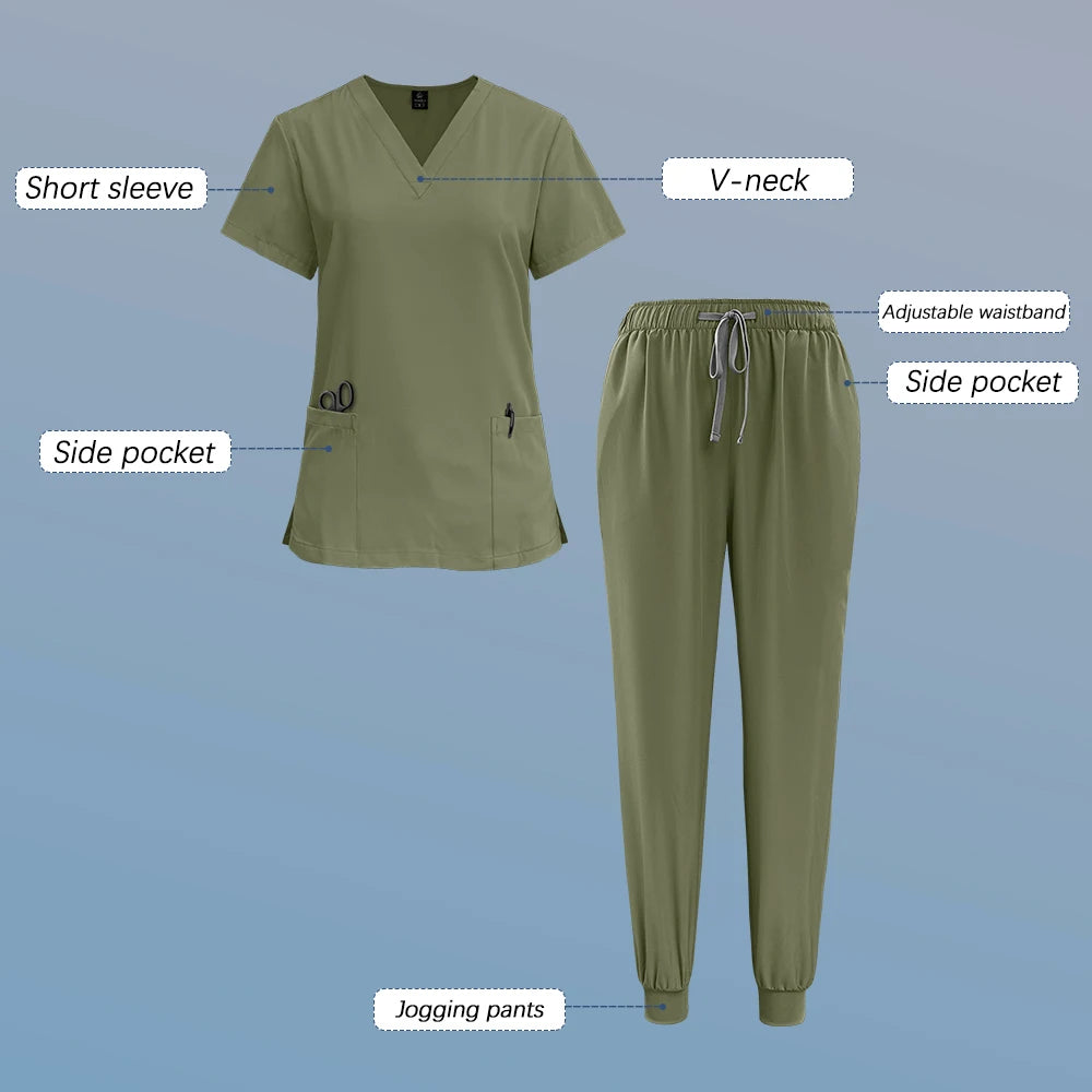 Scrubs Set Hospital Clinical Nurse Work Clothes Medical Surgical Uniforms Doctor Nursing Clothes Women Men Dentist Overalls Suit