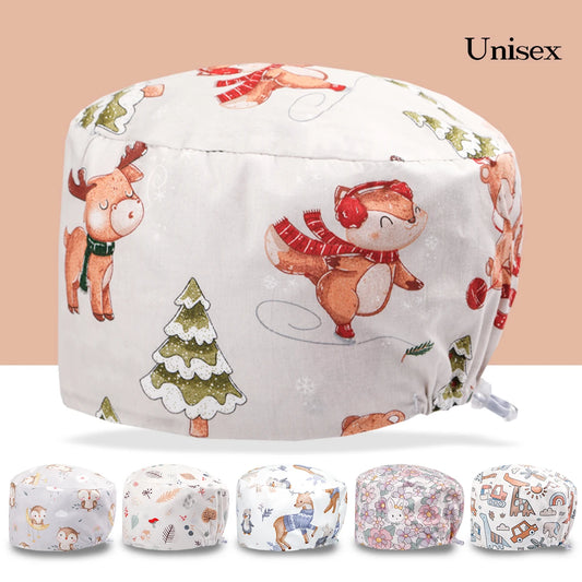 Printed Scrub Caps Dental Nursing Hats Durable Women Pediatric Cap Care Center Work Hat Comfortable  Aesthetic Scrub Cap K1235