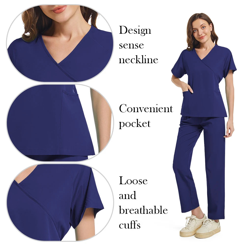 Nurse Scrubs New Fashion Medical Scrub Soft Breathable Jogger Pants Set Surgical Uniforms Woman Nursing Clinical Doctor Workwear