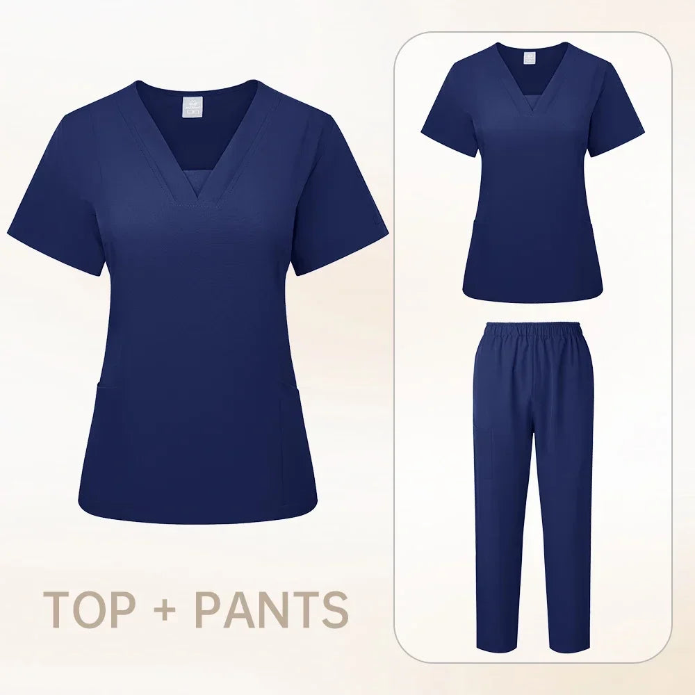 Pet Grooming Institution Scrubs Set High Quality Spa Uniforms Unisex V-Neck Work Clothes Medical Suits Clothes Scrubs Tops Pants
