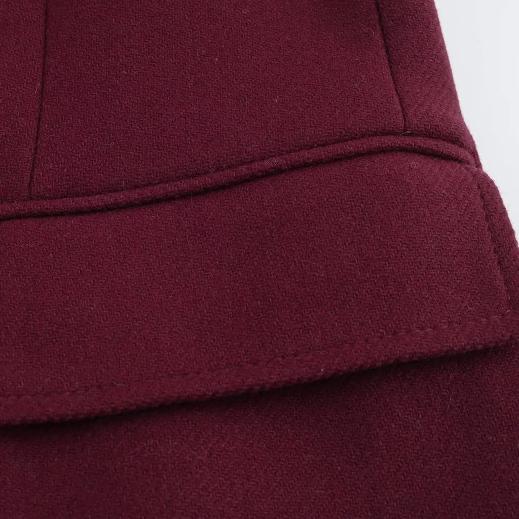 HH Female Autumn Winter Fashion Woolen Long Coat Woman Casual Turn-Down Collar Long Sleeves Pockets Double Breasted Coat