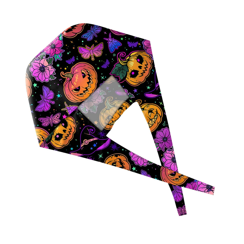 Halloween Cartoon Printing Scrubs Caps Hat Women Nurse Cap Pet Clinic Work Hat Scrub Hats Festive Accessories Nurse Hat