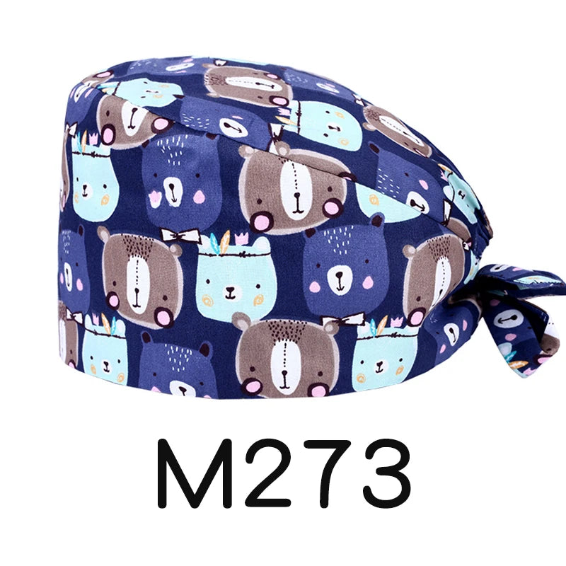 LONG HAIR Scrub Caps Surgical Medical Hats Cotton Nursing Caps Breathable Bouffant Healthcare Chef Pediatric Veterinary Hats M81