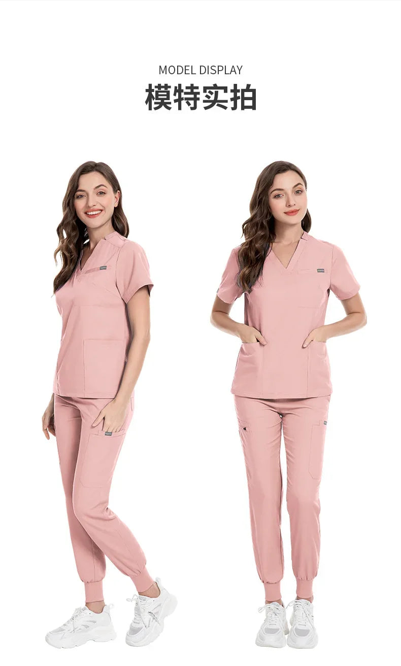 Women Scrubs Sets Nurse Accessories Medical Uniform Slim Fit Hospital Dental Clinical Workwear Clothing Surgical Overall Suits