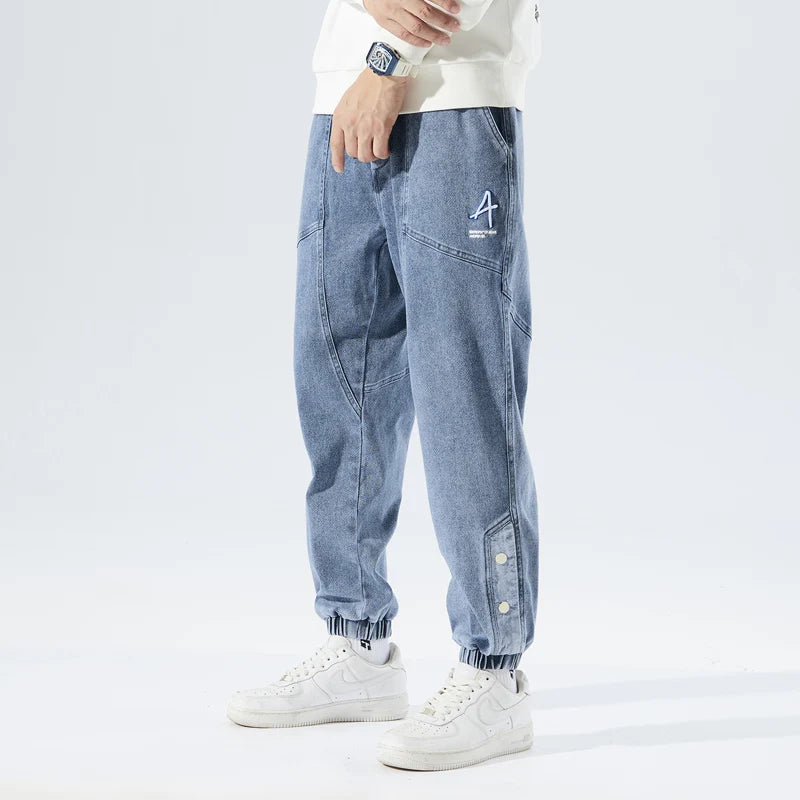 Spring Autumn Plus Size Baggy Jeans Men Hip Hop Streetwear Harem Pants Fashion Embroidery Stretch Cotton Casual Jogger Jeans 8XL
