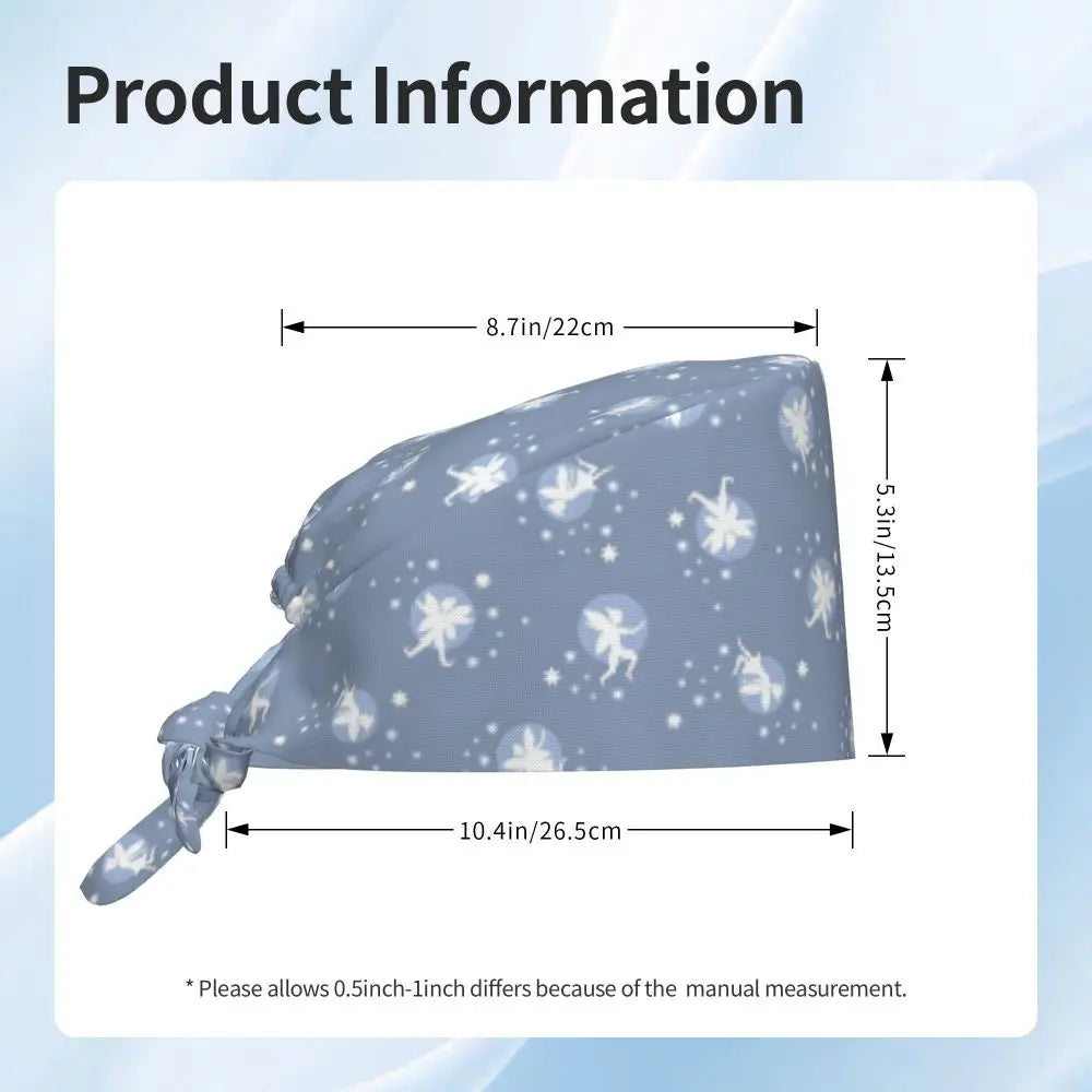 Custom Tinker Bell Breathable Nursing Work Cap Surgical Scrub Caps Unisex Nurse Medical Cap Cartoons Scrubs Hat Medical Surgical