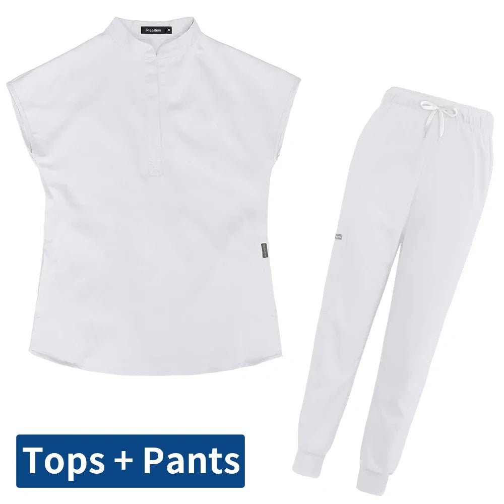 Thicken Nursing Uniform High Quality Solid Color Medical Doctor Workwear Pet Hospital Veterinary Non-sticky Hair Scrub Work Suit