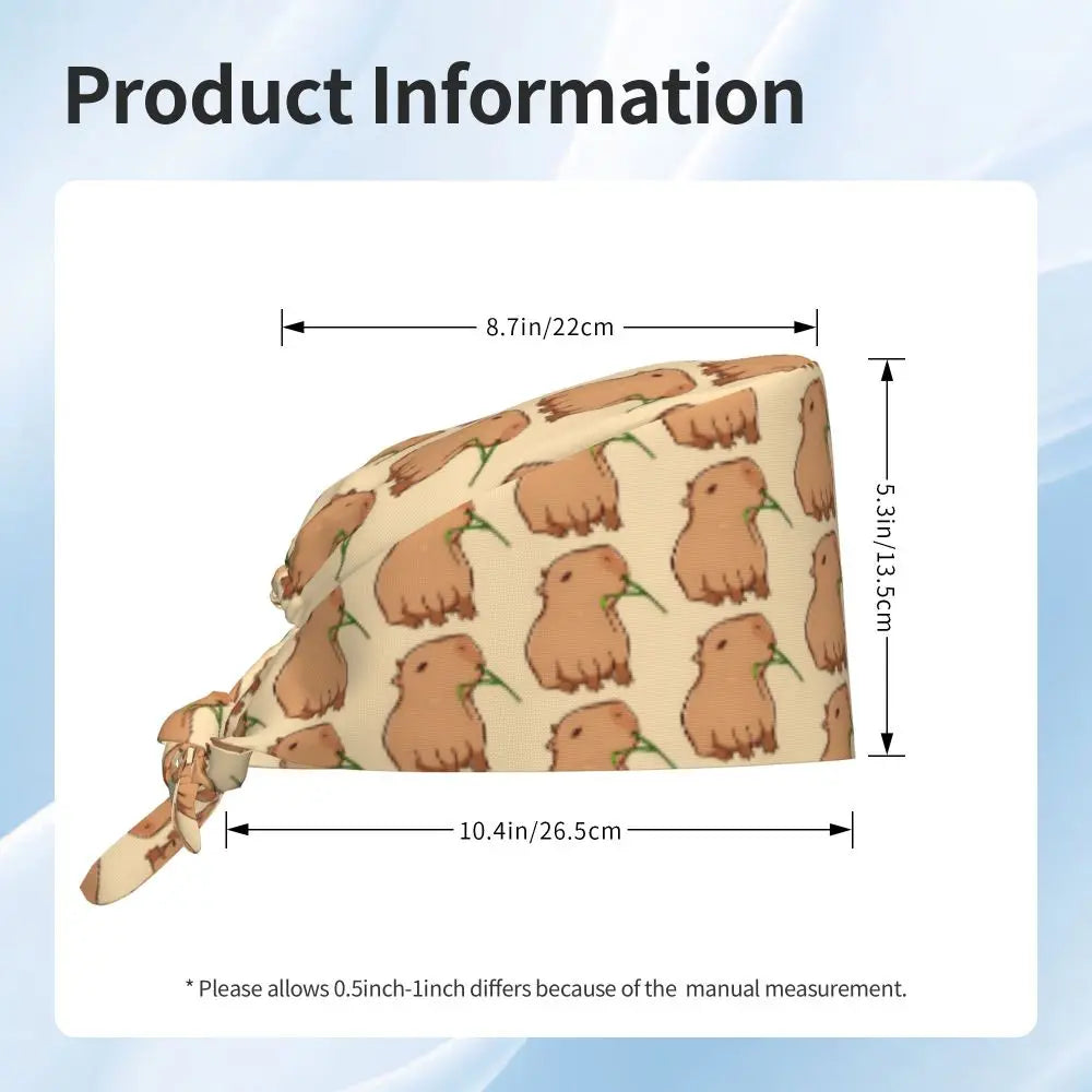 Custom Cartoon Capybara Medical Staff Scrubs Hat Women Men Comic Doctor Nursing Surgical Cap Scrub Caps