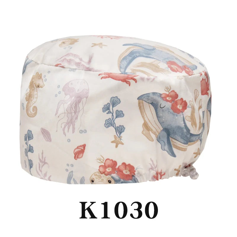 Scrub Caps for Long Hair Premium Surgical Cap Cheap Pharmacy Work Hat  Pet Clinic Doctors Dentist Nursing Cap with Buttons K1030