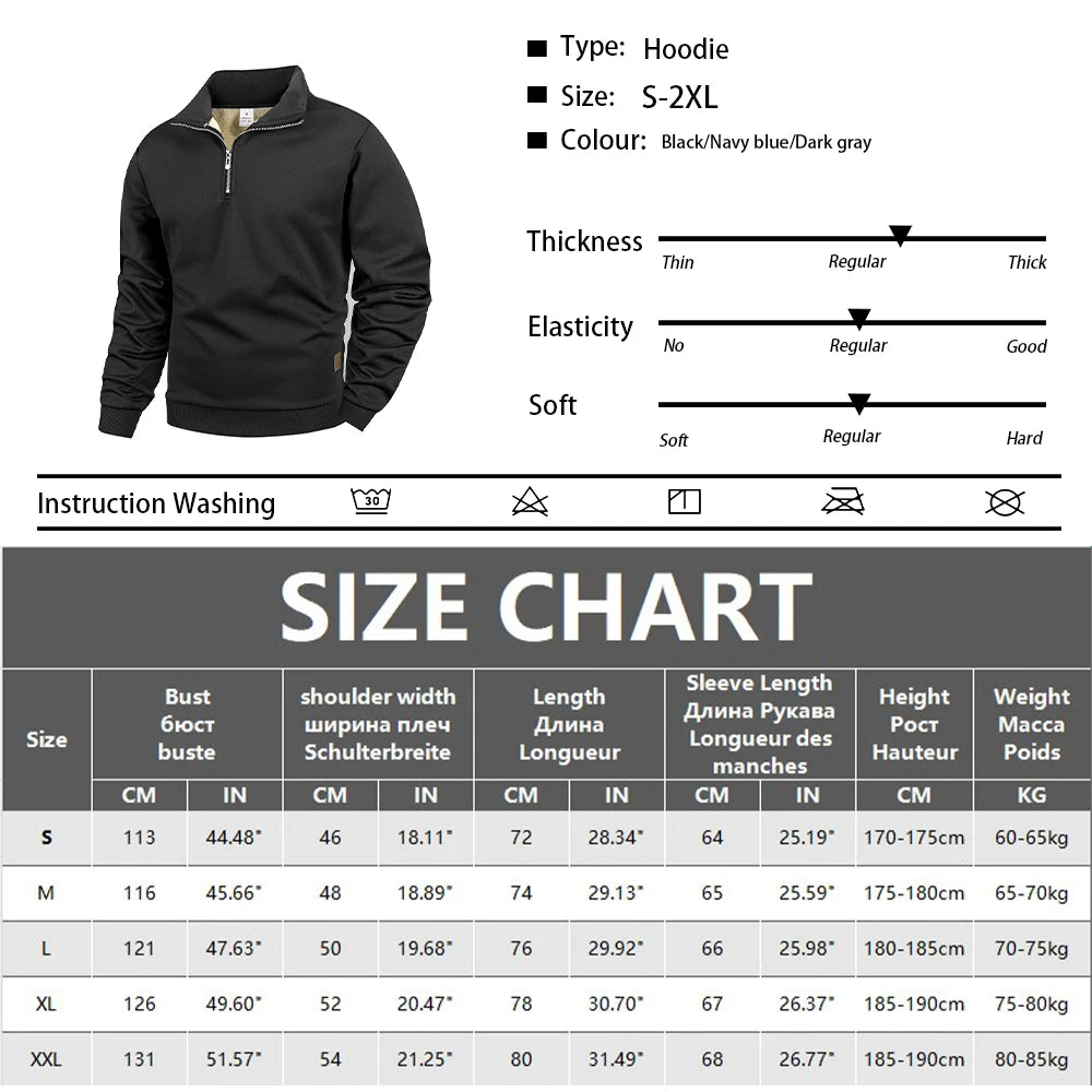 Winter Men's Warm Fleece Thicken Long Sleeve Pullover Solid Color Half Zipper Sweatshirt Knitted Sweater Streetwear Jacket Top