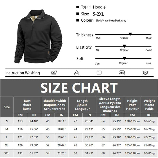 Winter Men's Warm Fleece Thicken Long Sleeve Pullover Solid Color Half Zipper Sweatshirt Knitted Sweater Streetwear Jacket Top