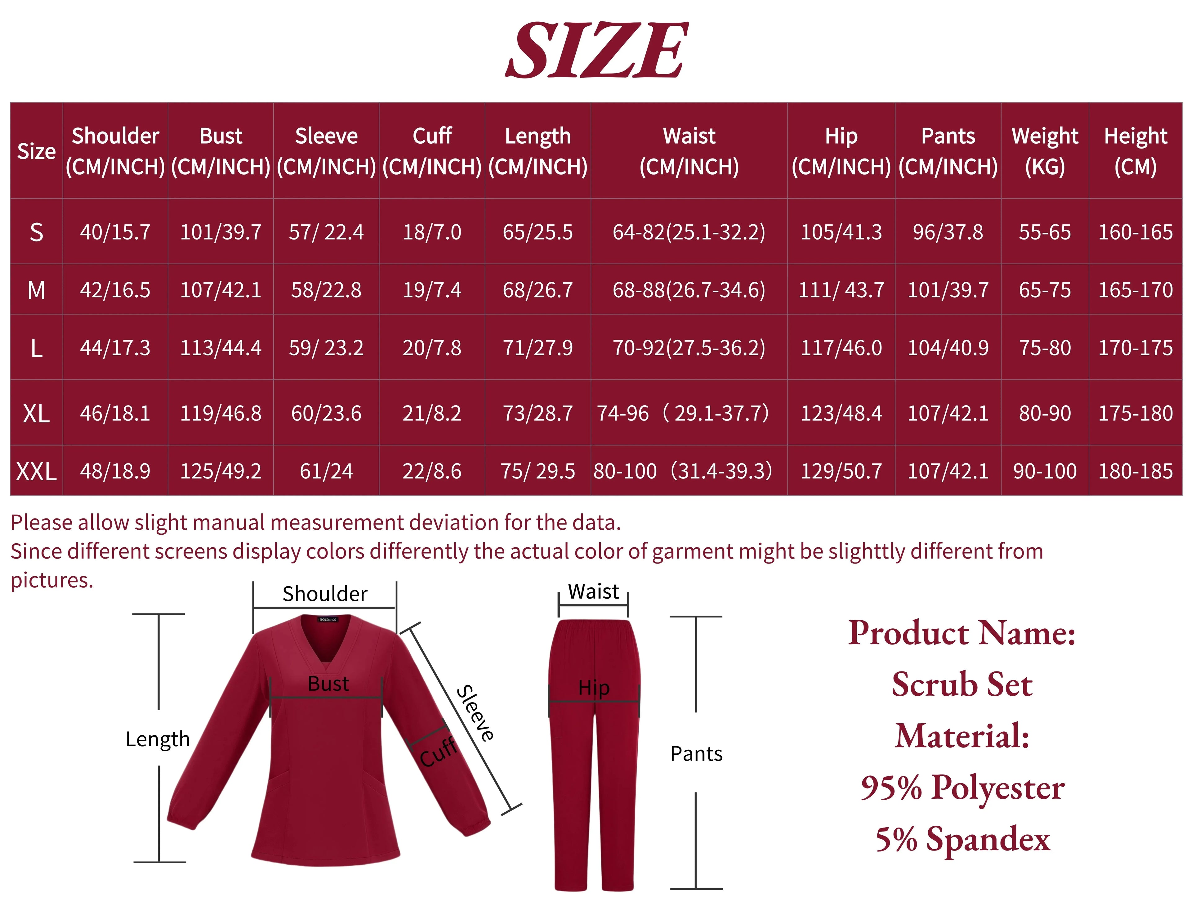 Long sleeves Scrubs Medical Scrub Soft Breathable Jogger Pants Set Surgical Uniforms Woman NursingClinical Doctor Workwear