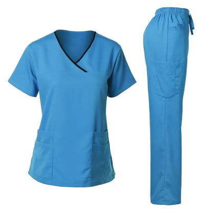 Cherokee Medical Uniforms  Nurse Uniform Scrubs for Women Set Scrub Pants with Pockets and V-neck SPA Scrub Top for Hospital