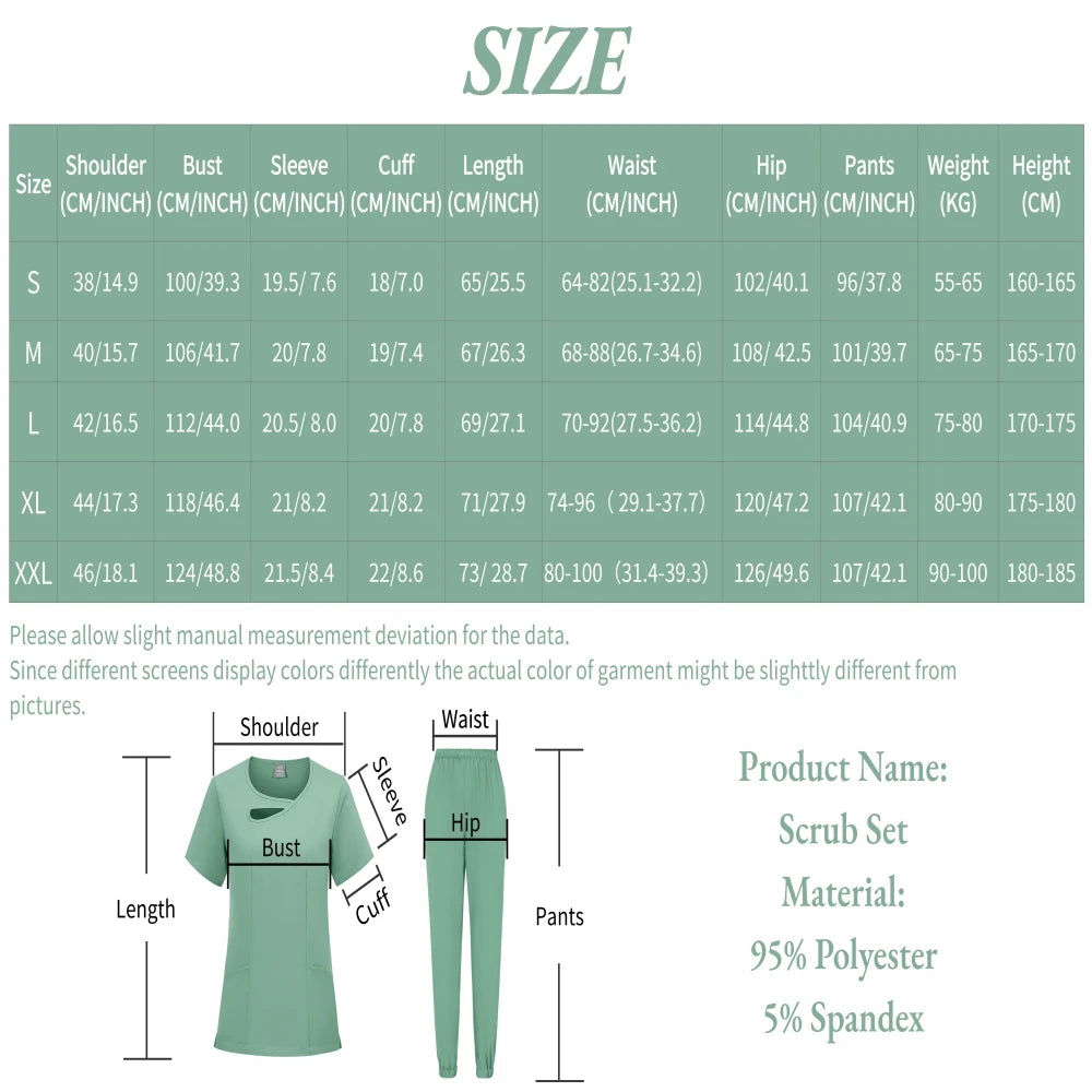New Medical Doctor Nurse Surgical Uniforms Woman Scrub Set Beauty Salon Work Wear Clinical Scrubs Top-Pants Spa Nursing Tunic
