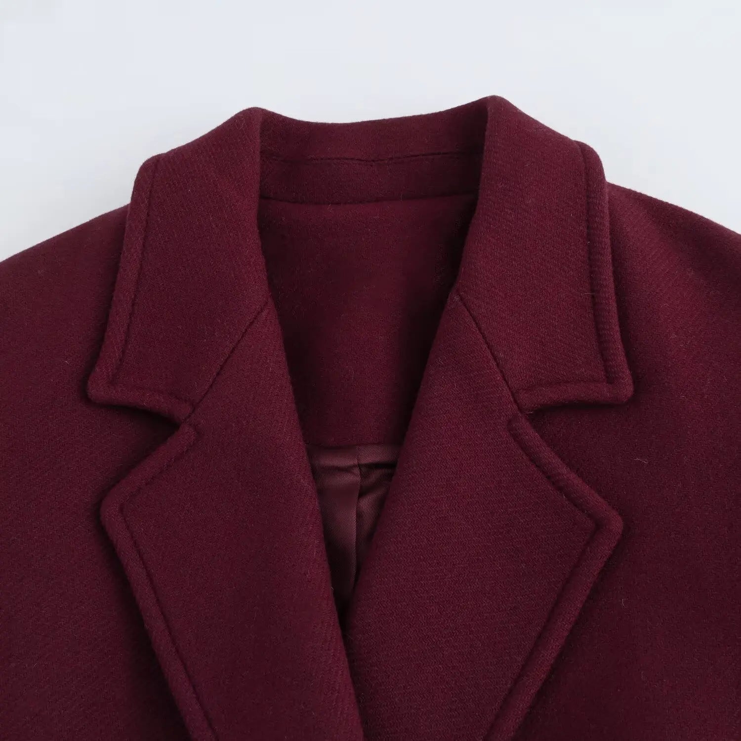 HH Female Autumn Winter Fashion Woolen Long Coat Woman Casual Turn-Down Collar Long Sleeves Pockets Double Breasted Coat