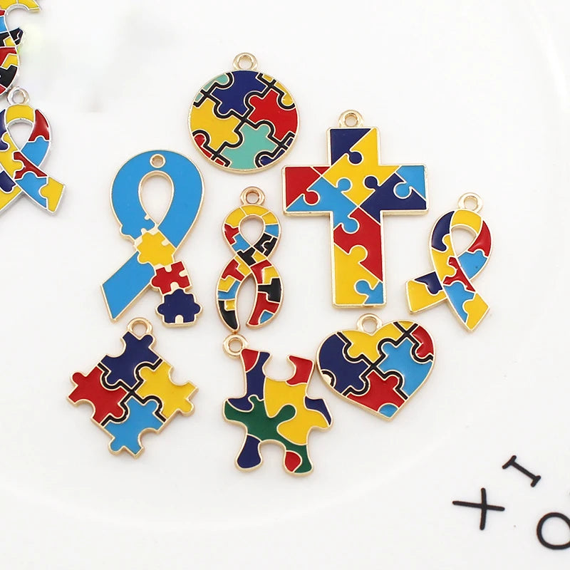 1 Pcs Autism Awareness Pin Autism Pins Lapel Pin Multi Color Autism Puzzle Piece Brooches Pins for Backpacks Sleeves Awareness