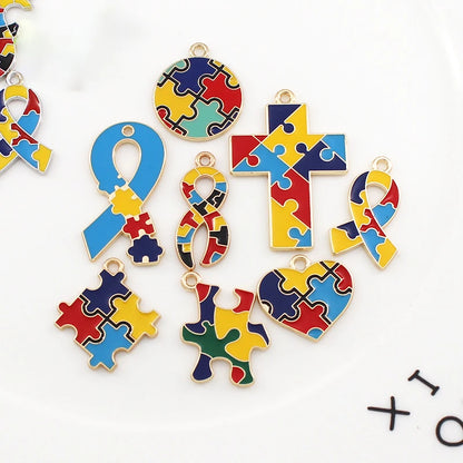 1 Pcs Autism Awareness Pin Autism Pins Lapel Pin Multi Color Autism Puzzle Piece Brooches Pins for Backpacks Sleeves Awareness