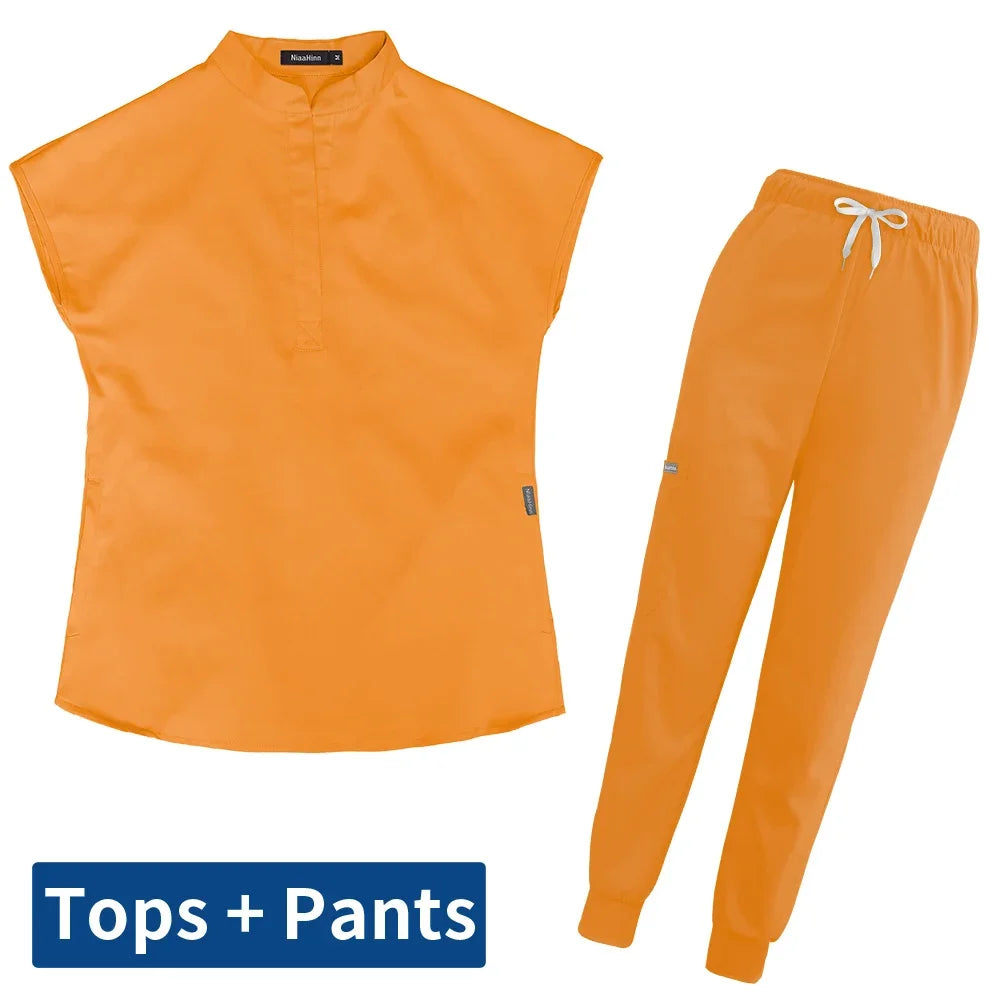 Thicken Nursing Uniform High Quality Solid Color Medical Doctor Workwear Pet Hospital Veterinary Non-sticky Hair Scrub Work Suit